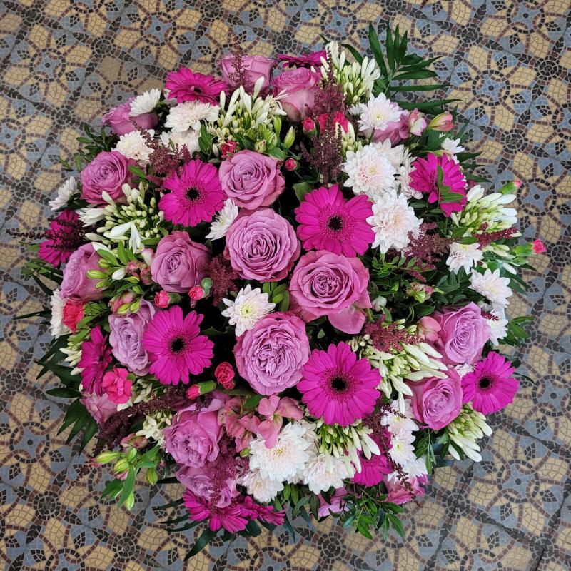 Coussin rond camaïeux de rose